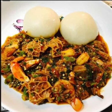 Fufu and Okro Soup