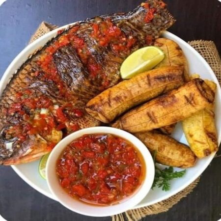 Goat meat jollof rice and pepper soup