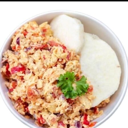 Yam and egg sauce